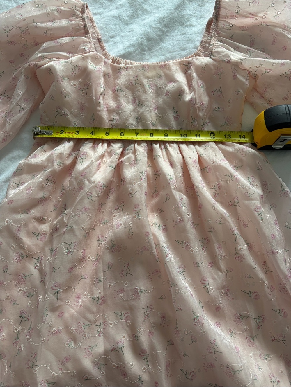 Thirty Thirty Pink Coquette Fairy Square-Neck Floral Babydoll Mini Dress Small - Picture 10 of 14